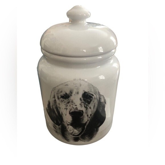 The Best Of Show English Setter Dog Treat Jar W\Lid Porcelain White 11X6 - Picture 1 of 8